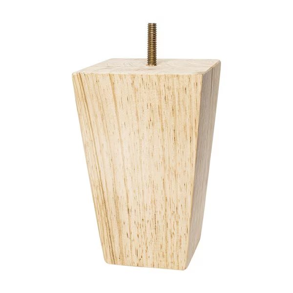 6 in H x 3-3/4 in Square Unfinished Hardwood Square Bun Foot Leg for Furniture, Architectural Products By Outwater, Mfr#: 3P5.11.00096